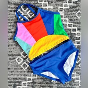 Hanna Andersson girls two piece swimsuit bikini sunset print size 6/7